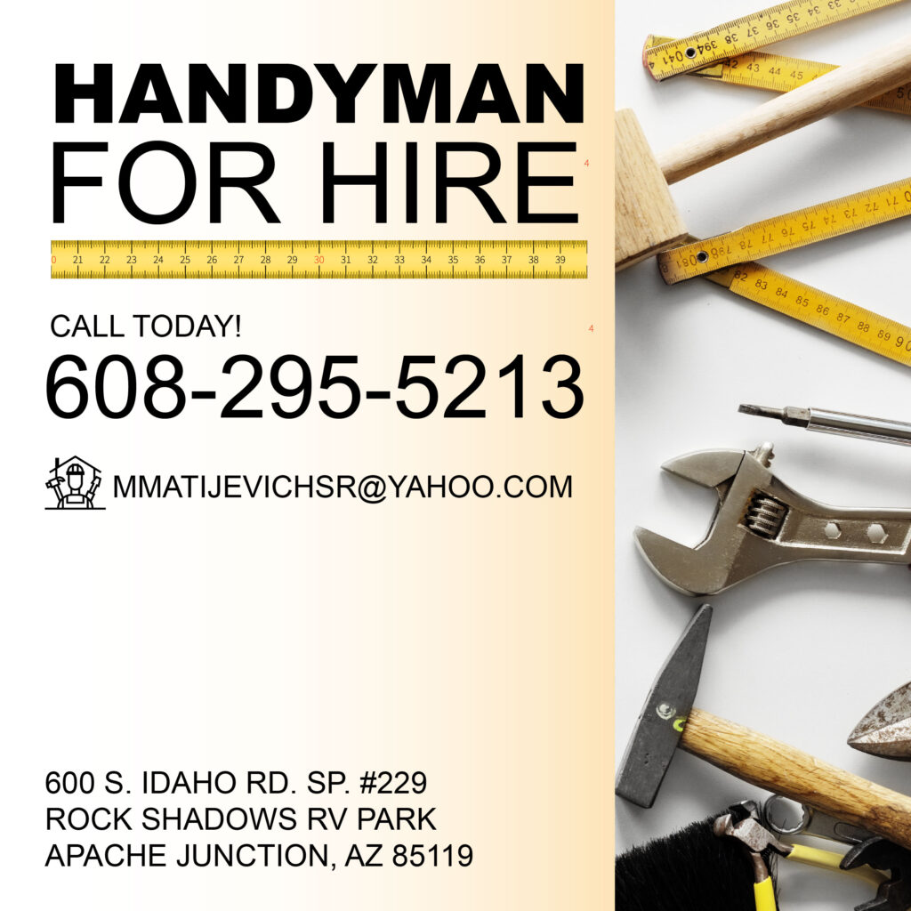 Sponsored Ad - Handyman for hire - Call 608-295-5213